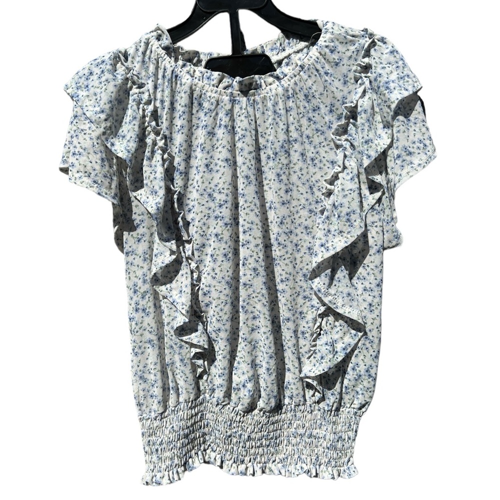 Blouse sleeveless small floral slightly sheer